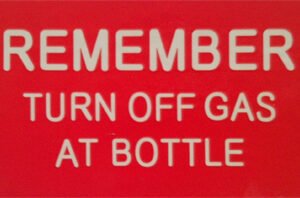Luminous Remember Turn Off Gas Label  148mm X 75mm