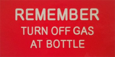 Luminous Remember Turn Off Gas Label  148mm X 75mm